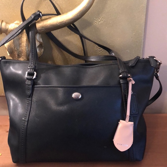 Coach Handbags - Coach Peyton Coated Canvas Black Tote/Crossbody